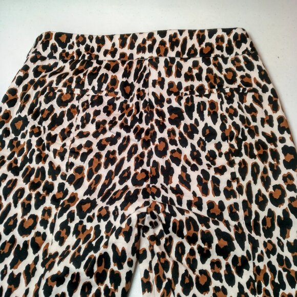 J Crew Remi Pants Women Size 6 Leopard Print Stretch Twill Zip Up Cat Print - Picture 14 of 15